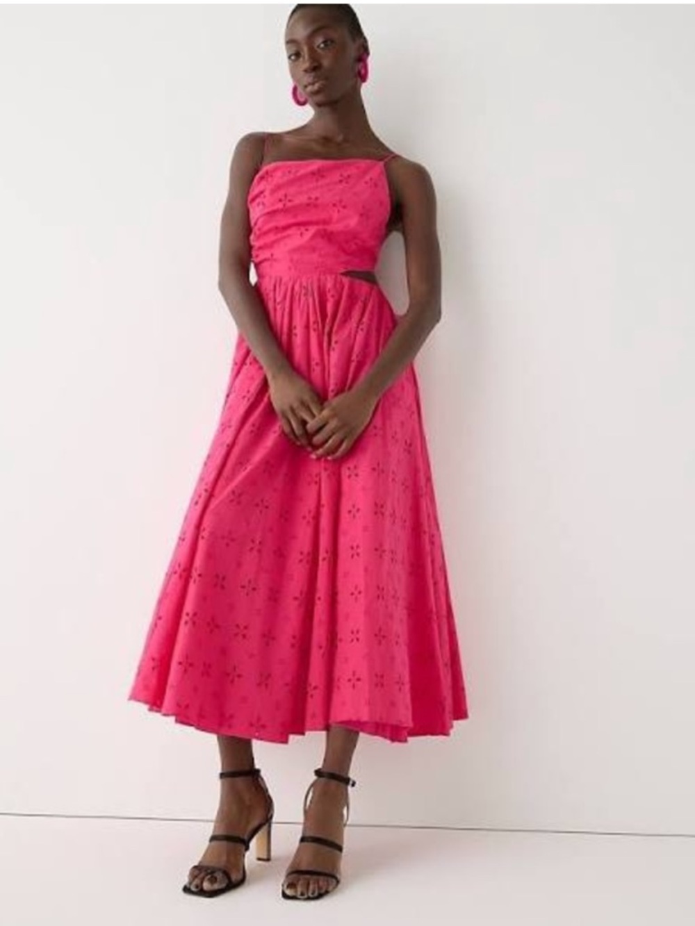 J. Crew Collection Cut Out Eyelet Dress Festival Pink
